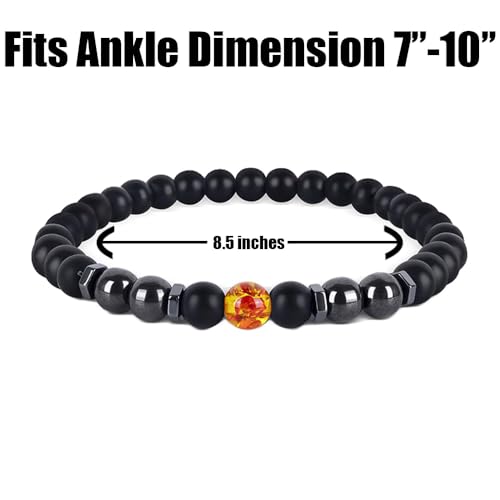 Image of Black Obsidian Anklet,Anklet Bracelet for Women, Obsidian Beaded Anklet Bracelet for Women /Men