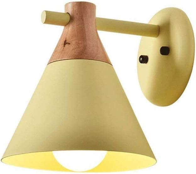 RMXMY Nordic Modern Minimalist Creative Macarons Restaurant Aisle Wall Light Living Room Bedside Lamp Balcony Wooden Wall Wall Lamp (color : Yellow)