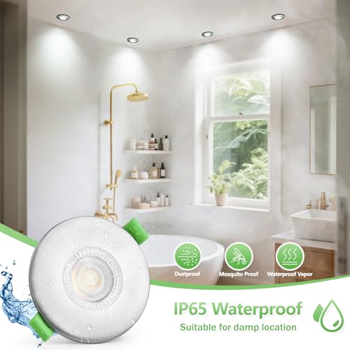 YindaLux Reflektor LED wpuszczany 7 W 700 lm IP65 reflektor łazienkowy, ciepła biel 2700K neutralna biel 4000 K zimna biel 6000 K regulowany, otwór Φ60-75 mm, AC220-240 V, zestaw 6 sztuk, nikiel