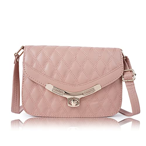 Image of Nevis PU Synthetic Leather Classic Unique Design Crossbody Shoulder Satchel Slingbag For Women (Peach)