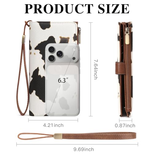Image of GOIACII Womens Wallets Large Capacity Credit Card Holder RFID Blocking Leather Wallet Wristlet Ladies Clutch Purse Cow Print