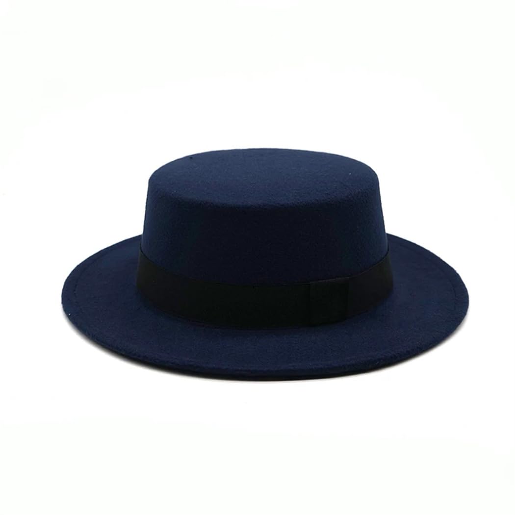 Cappello a bombetta da donna in imitazione di lana Fedoras Top Jazz Round Caps