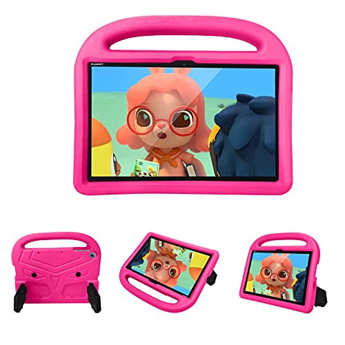 Funda compatible con Huawei Enjoy Tablet 2/MatePad T10/T10S, ligera EVA apta para niños, a prueba de golpes, funda protectora resistente con asa (rosa)