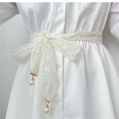 Chain Belt Elegant Clothing Accessories Dress Waist Chain Pearl Pendant Lace Waist Belts for Women(black)3