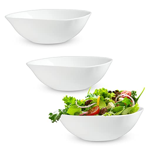 KADAX Saladier en verre blanc, ensemble de 3 bols carrés blancs e...
