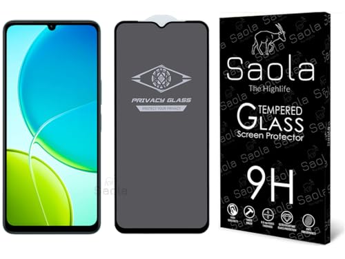 Image of Saola Ultra Privacy Tempered Glass For Vivo Y19 5G (PACK OF 1) with Free Installation Kit. Full screen Coverage. Free Replacement If Received Damaged - 6.74 inch