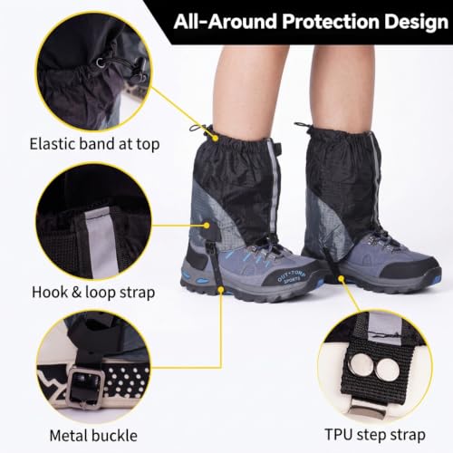 Image of GUSTAVE Leg Gaiters Adjustable Gaiters with Reflective Strip for Climbing
