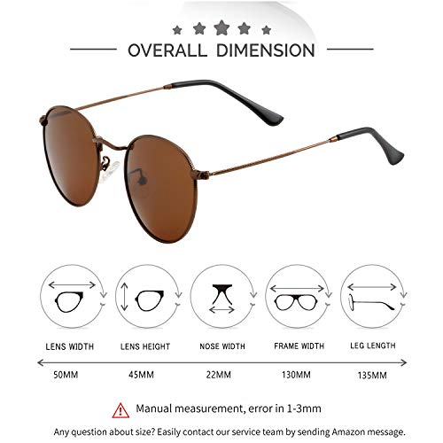 Image of Kursan Small Round Metal Polarized Sunglasses for Men Women Mirrored Lens Classic Circle Sun Glasses
