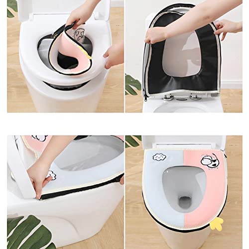 Sonwaha 2 Stück Toilettensitz Wärmer,WC-Sitz Cover Antibakteriell Klobrillenbezug Plüsch,Toilettensitzbezug mit Reissverschluss Wärmer Wc Sitzbezüge Toilet Seat Cover Warm – Bild 5