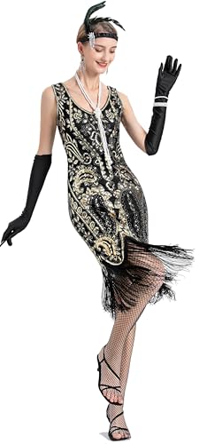 Image of Peacock-inspired 1920s Gatsby Beaded Flapper Sling Dress Womens Vintage Cocktail Dress W /Complete Accessories Set