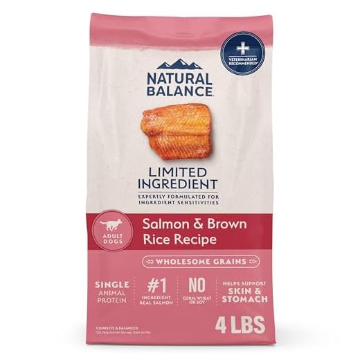 Natural Balance Limited Ingredient Adult Dry Dog Food with Healthy Grains, Salmon & Brown Rice Recipe, 4 Pound (Pack of 1)