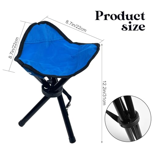 Folding Camping Stool,Portable Tripod Seat,Folding Camping Chairs,Outdoor Travel Medium Chair for Camping Party Hunting Hiking Fishing Mountaineering Picnic Beach Garden Lawn(Blue/ Height 15.77 inchs)