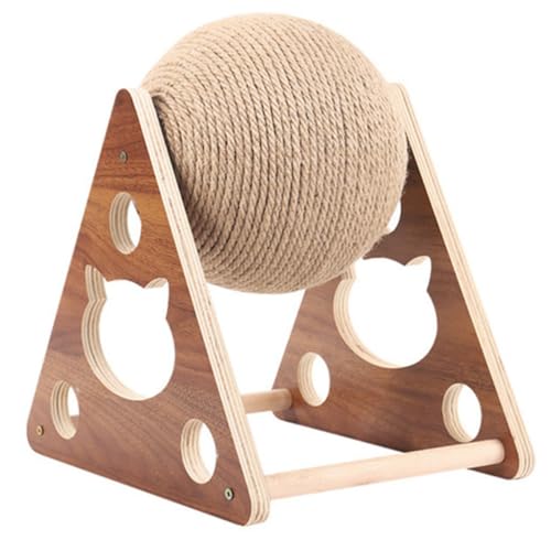 Pelota de rascar para gatos de madera con cuerda de sisal resistente Toddmomy 2