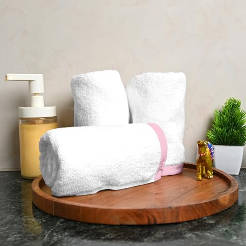 Image of Divine Casa Premium 500 GSM Cotton Hand Towel Set of 4 (60x40 cm) | White Hand Towels | Ultra Soft Absorbent Bathroom Towels