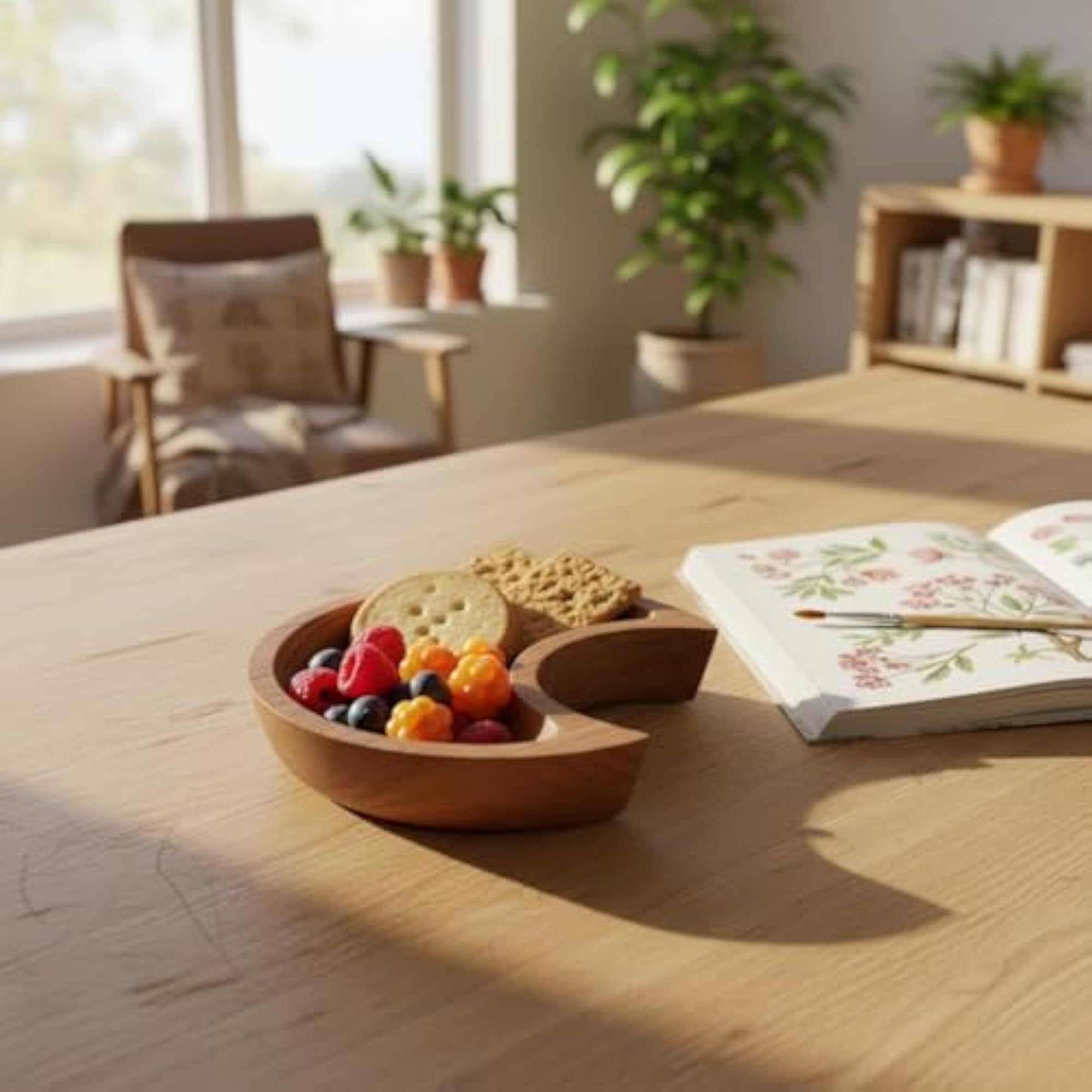 Multi-Purpose Wooden Moon Tray Decorative Serving Dish