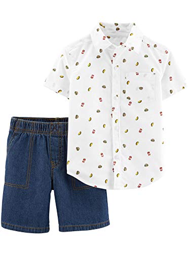 Chemise blanche taco Carter's et short anti-irritation pour la peau sensible des garçons