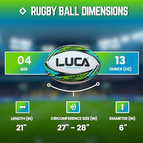 Image of LUCA Rugby Ball Sizes 3, 4 & 5 Hand Stitched Super Grip 3-Ply Construction