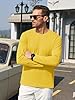 Cavva Mens T Shirt Round Neck Casual Tees Comfortable Long Sleeve Cotton Tops Breathable Classic T-Shirts Yellow 3XL #2