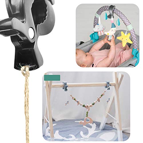 6 Kinderwagen Klammer + 2 Haken Clips für Einkaufstasche Spielzeug Wickeltasche Winter Decke , Kinderwagen Zubehör, Geschenk zur Baby Geburt