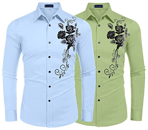 Image of Zombom Men's Regular Fit Cotton Blend Printed Full Sleeve Casual Shirts