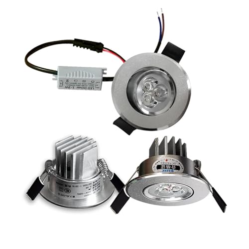 eufeifeiegds �y55mm���z���ߍ��ݎ��~�j�X�|�b�g���C�g 3W LED�V�[�����O���C�g 110�{���g 220V �������ߍ��݌^���^�_�E�����C�g �h���C�o�[�Z�b�g�t��(NATURAL LIGHT4000K_3W)