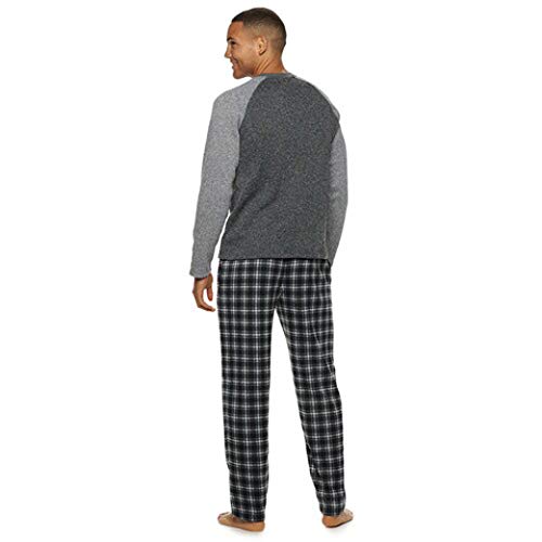 Fruit of the Loom Men's Signature Sweater Fleece Raglan Sleep Top & Plaid Pants Set2