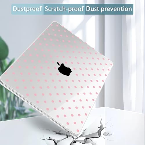 Image of Tuiklol for MacBook Air 13 inch Case M5 2026 M4 2025 M3 2024 M2 2022 Release Model A3449 A3240 A3113 A2681,Plastic Hard Shell Cover for MacBook Air 13.6 with Touch ID, Spot-Pink