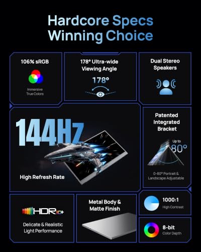 Image of ARZOPA 16.1'' 144Hz Portable Gaming Monitor 106% sRGB-Z1FC Gray