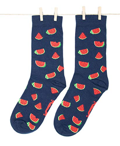 Roits Damen Lustige Wassermelonen Blau Socken 36-40 - Bunte Witzige Socken Frauen Odd Fun Socks Geschenke Accessoires