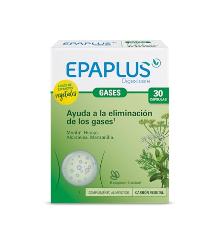 EPAPLUS Digestcare, Gases, 30 Comprimidos, Complemento Alimenticio para Expulsar los Gases Intestinales con Extracto de Menta, Hinojo, Alcaravea y Manzanilla