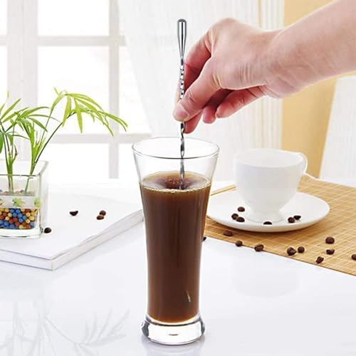 Miniatura 7 de Cuchara Para Mezclar Cócteles De Acero Inoxidable, Cuchara De Bar, Cuchara Para Mezclar, Agitador Largo Para Martinis, Café, Bar, Coctelera 4 Unidades, Plateado
