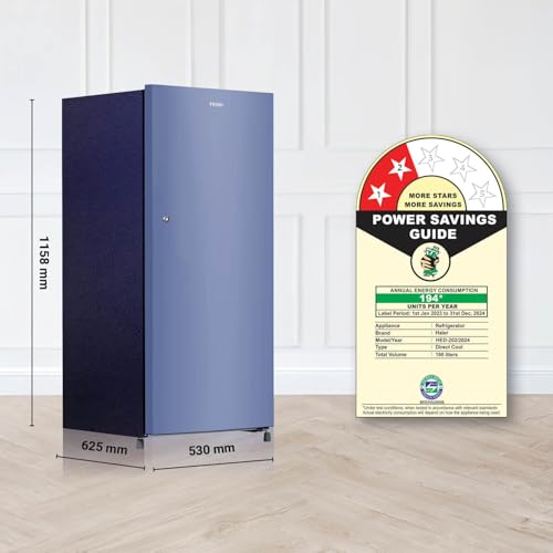 Image of Haier 190L 2-Star Direct Cool Single Door Refrigerator (HED-202RB-P, Radish Blue)