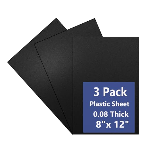 Image of 3 Pack Black Plastic Sheet 8x12x0.08 in Flexible High Tensile Plastic Sheets Black Plastic Panel for DIY Materials Handicrafts Home Decoration