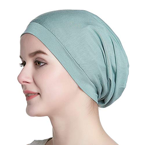 New Classic Satin Slouchy Cap Soft Sleep Hats for Women Pine Green