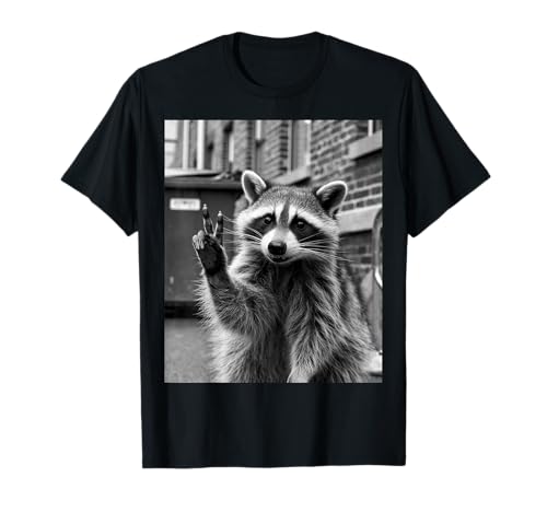 Funny Vintage Racoon Peace Sign Sarcasm Team Trash Mujeres Hombres Camiseta