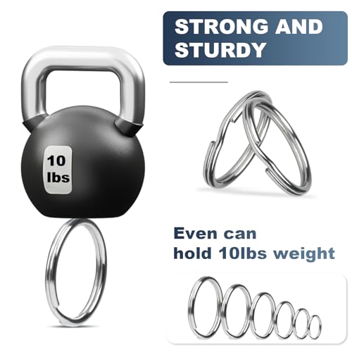 HUSAIHU 30Pcs Key Ring Hoops (10/15/20/25/30/35mm), Round Silver Key Rings, Stainless Steel Split Rings - Image 3
