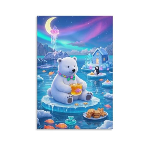 XFKLYNVCJ Polar Bear Quadro Su Tela Stampe Da Parete Decorazioni Da Parete Quadri Moderni Stampa Su Tela Pittura Poster Da Parete Di Arte Per Camera Da Letto Soggiorno 08x12inch(20x30cm)
