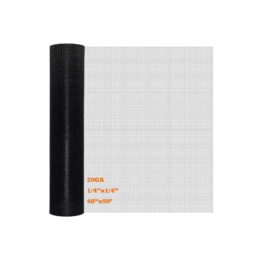 MTB Garden Tela negra recubierta de PVC de 48 pulgadas x 50 pies -1/4 pulgadas x 1/4 pulgadas 20GA