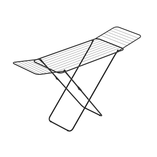 Rörets Droogrek Tony Black – vergrendelbare vleugels – veiligheidsblokkering – 50 x 181 x 92 cm – 18 m droogoppervlak – design en kwaliteit van het sterkste droogrek van Zweden