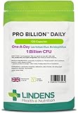 Lindens - Pro Billion Daily - Acidophilus Lactobacillus - 120 Capsules - UK Made - 1 Billion CFU Friendly Bacteria - Supports Digestive Health - Vegan Friendly - GMP & Letterbox Friendly