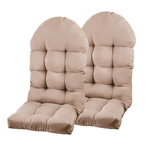 PNP HWJIAJU Adirondack Chair Cushion, Rocking Chair Cushion 44x19.4x4 inch, High Back Patio Cushions of Upper and Lower with Ties, Sunscreen and Fade-Resistant (Beige, 2)
