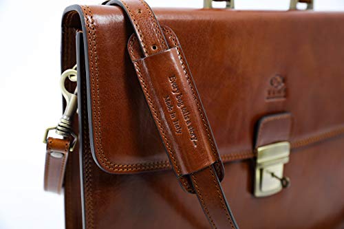 Time Resistance Leather Briefcase Classic Style Handmade Laptop Bag Unisex Brown #TOP3