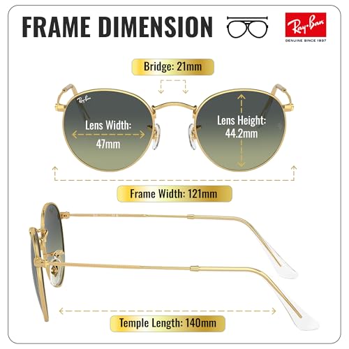 Image of Ray-Ban RB3447 ROUND METAL Round Shaped Sunglasses for Men with Official RAYBAN Eyewear Kit