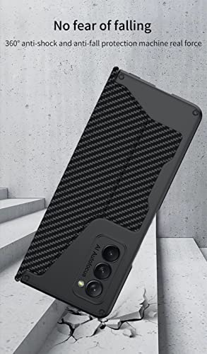 Image of BOUNCEBACK Wallet Flip Case Cover with Pen (Free) for Samsung Galaxy Z Fold2 5G / Galaxy Fold 2 5g Case Cover - (Leather | CarbonFiber Black)