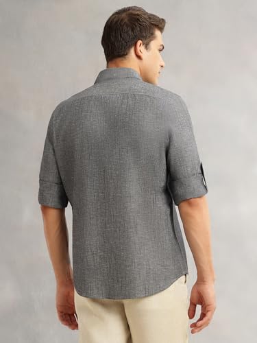 Image of Thomas Scott Men's | Solid | Premium Linen Blend | Spread Collar | Summer Wear | Long Sleeve | Shirts for Men