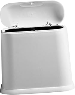 KOMBIUDA Household Trash Can Wastebasket Bin Small Garbage Container Bin Trash Can Kitchen Bin with Lid Kitchen Garbage Can Bathroom Human Body Plastic White Container Box