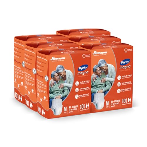 Image of DIGNITY Magna Pant Style Adult Diapers - M (60 Pieces) With Wetness Indicator and Leakage Protection Upto 8-10 Hrs.