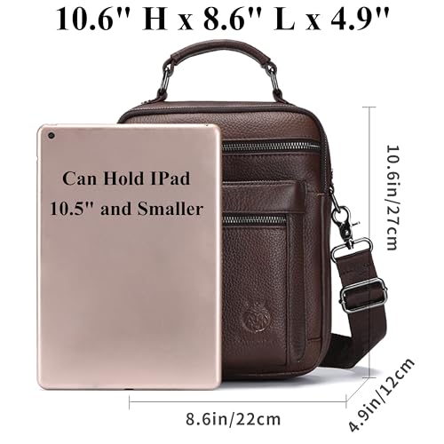 Image of Genuine Leather Shoulder Bag for Men, Medium Messenger Bag Crossbody, Mens Handbag with Multiple Pockets for Daily