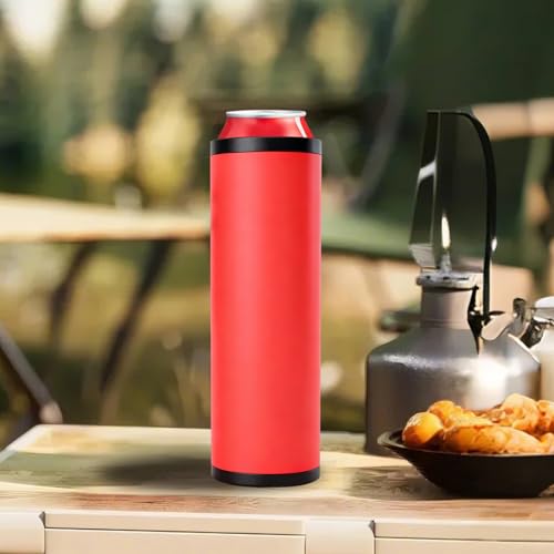 Soporte delgado para bebidas, aislante de doble lata, enfriador de botellas de 12 onzas con aislamiento térmico, recipiente reutilizable para café, cerveza, refrescos, ideal para viajes, camping - imagen 3