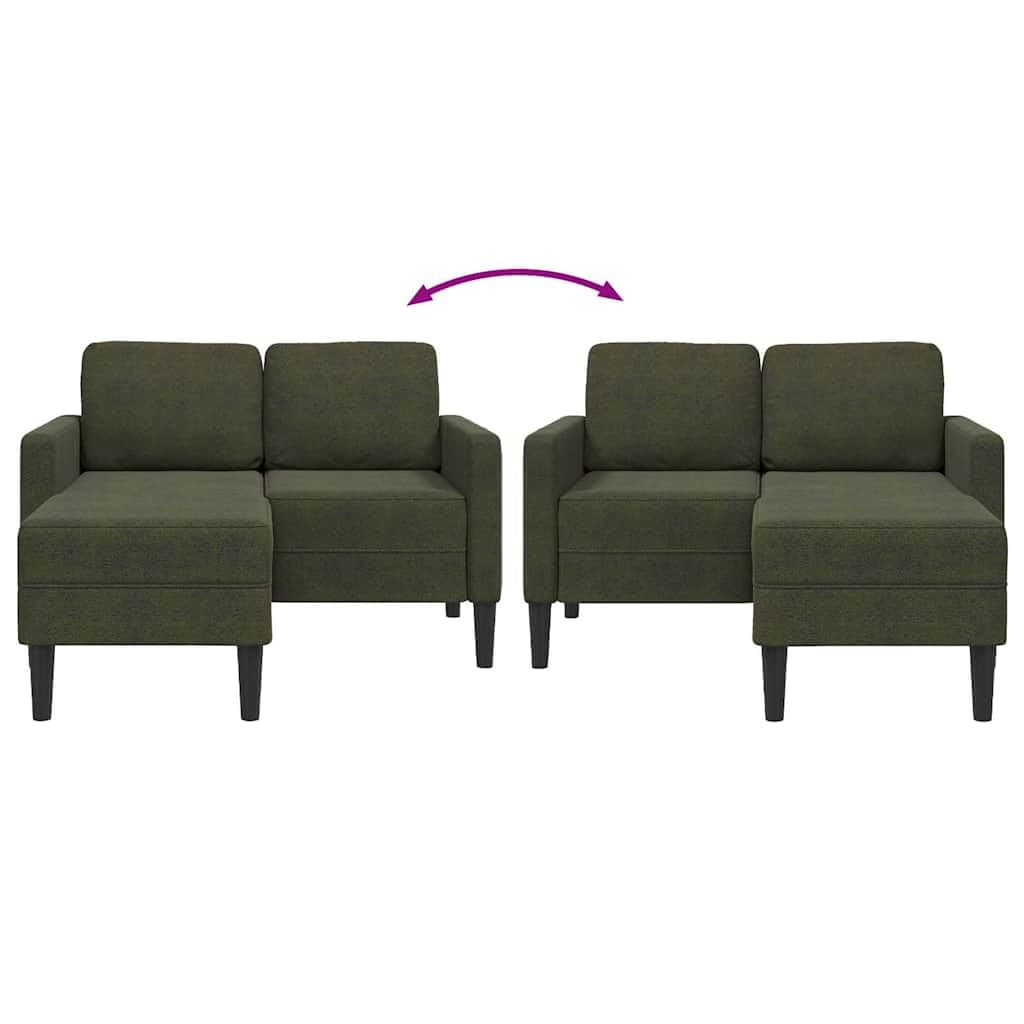 2-częściowa sofa z szezlongiem w kształcie litery L, zieleń wojskowa, 125 cm, sztuczna skóra, narożnik, zestaw wypoczynkowy z miejscem do przechowywania, stabilna rama, łatwy w pielęgnacji